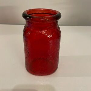 Ruby red hammered jar - 5.5 inches tall